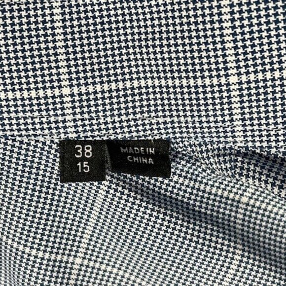 New HUGO BOSS NAVY BLUE & WHITE Dress Shirt, 100% Cotton, Size 38/15 SLIM FIT - Picture 2 of 6